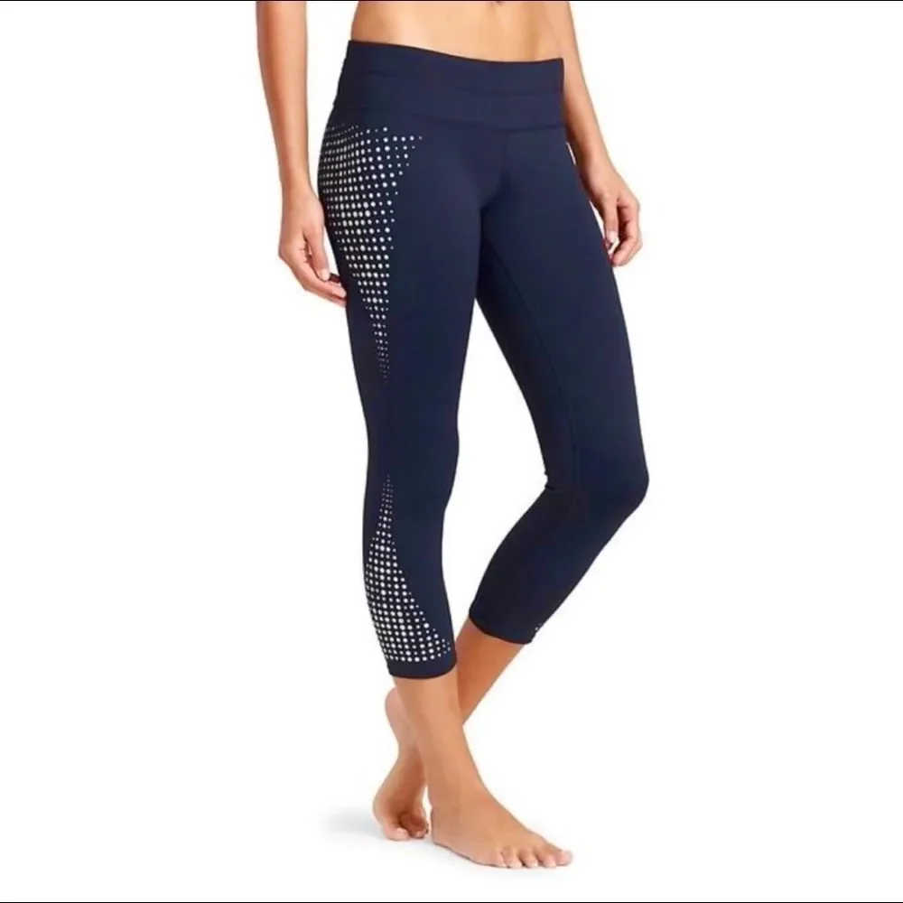 Athleta gel dot sonar Capri leggings blue XS
